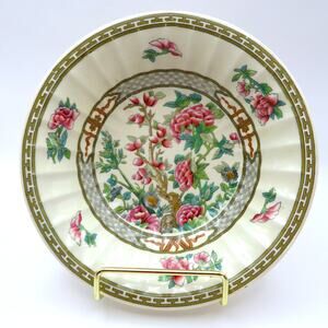 Crown Ducal Indian Tree Porcelain Bowl Floral Green Greek Key England 6.5"